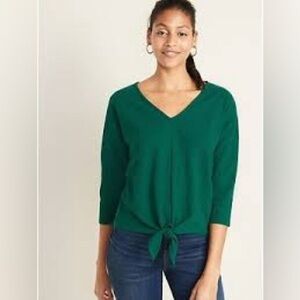 OLD NAVY - green tie blouse size large